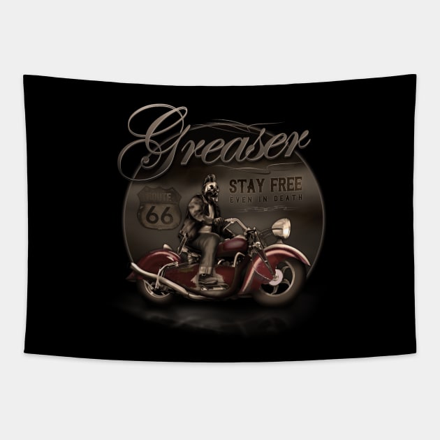 Motorcycle Greaser Tapestry by hardtbonez