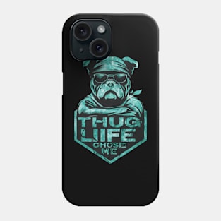 Bull dog with bandana thug life quote Phone Case