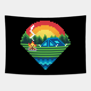 Pixel Camping Tapestry