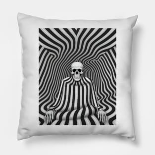 Op Art Reaper Death Mortality Optical Illusion Grim Reaper Pillow