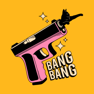 Bang Bang Black Cat in yellow T-Shirt