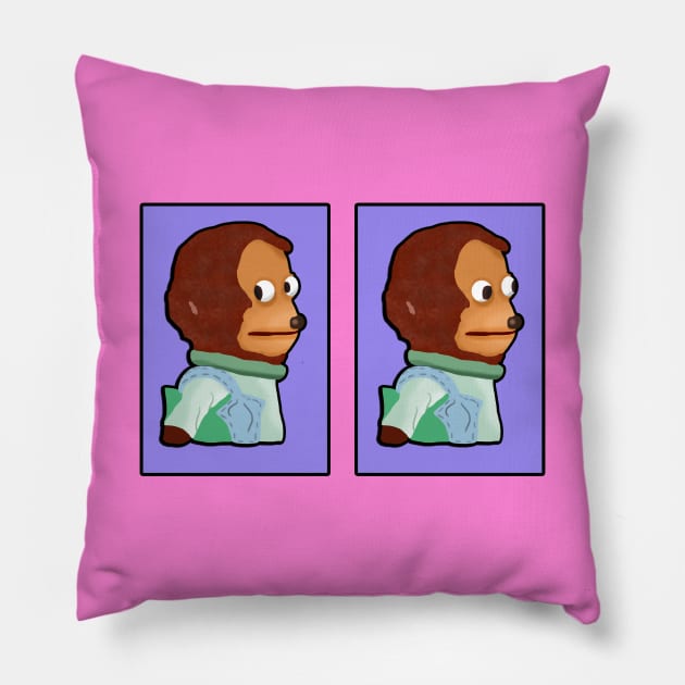 Awkward Monkey Looking Away Puppet Meme Pillow by Barnyardy