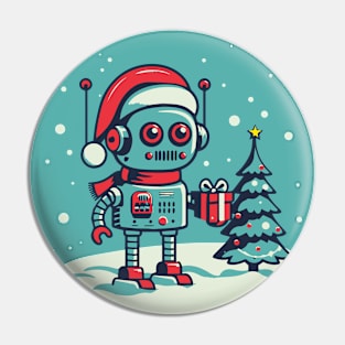 Christmas Robot Pin