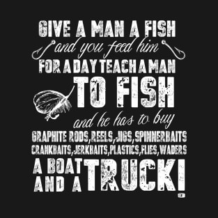 Mens Funny Fishing Shirts For Men Give A Man A Fish T-Shirt