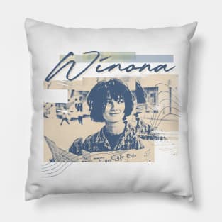 Winona Ryder • • • • 1990s Glitch Aesthetic Design Pillow