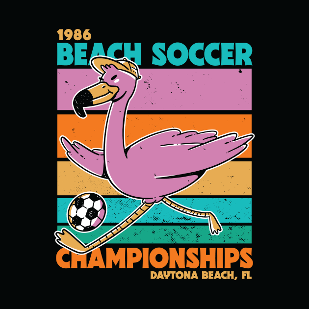 Retro Flamingo Beach Soccer Championships Retro Sunset Beach by SLAG_Creative