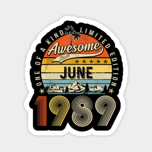 Awesome Since June 1989 Vintage 34th Birthday Magnet