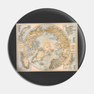 Antique Map of the Northern Regions at the North Pole Pin