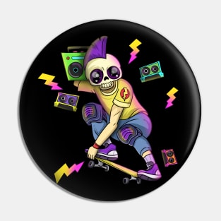 Punk Rock Skull Skateboarder Pin
