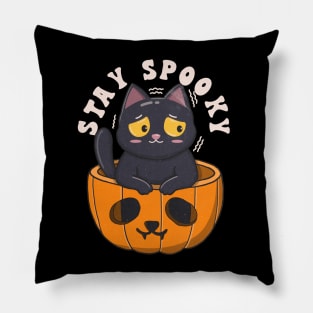 Cute Black Cat Stay Spooky Pillow