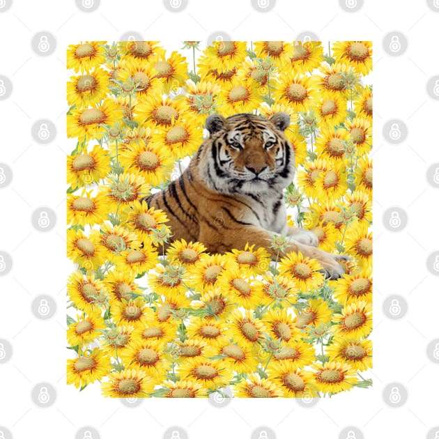 Tiger in sunflowers by OlesiaArt