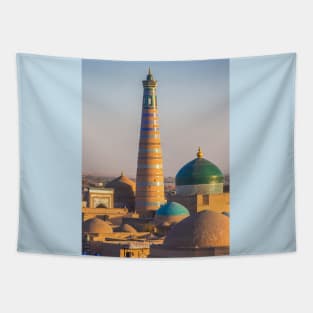 Uzbekistan. Khiva. Itchan Kala. Sunset. Tapestry