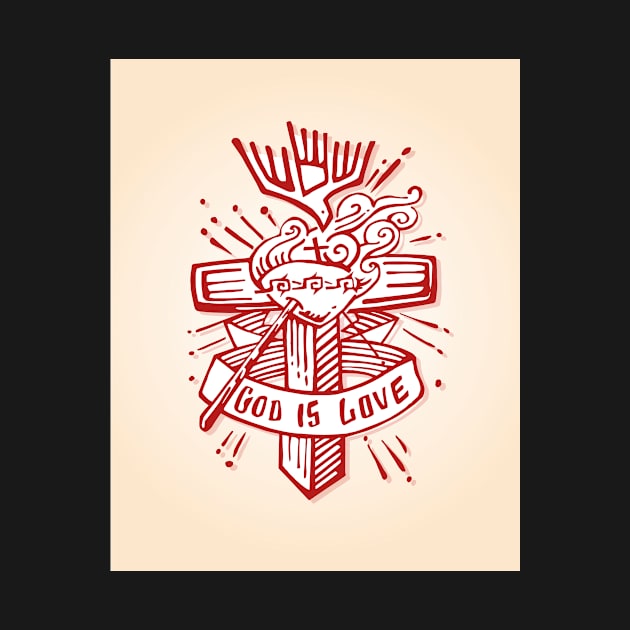 Religious Cross illustration God is Love by bernardojbp