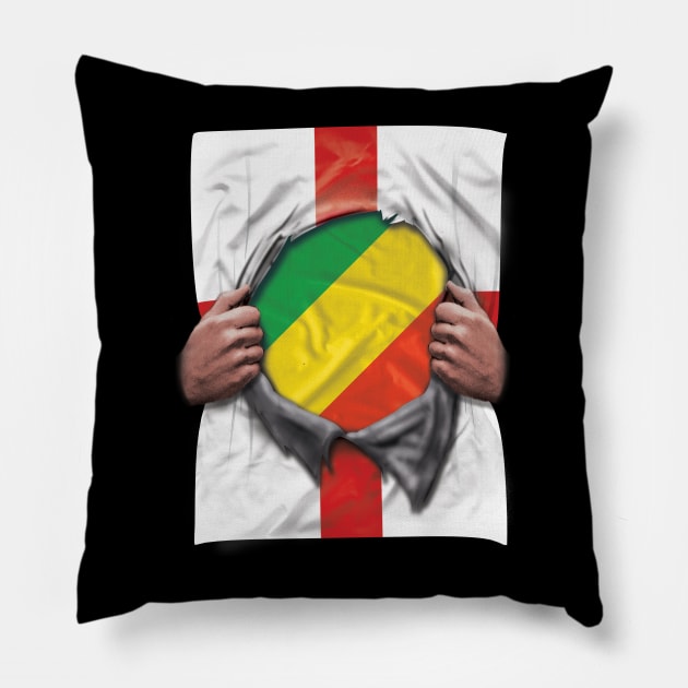 Republic Of The Congo Flag English Flag Ripped - Gift for Congon From Republic Of The Congo Pillow by Country Flags