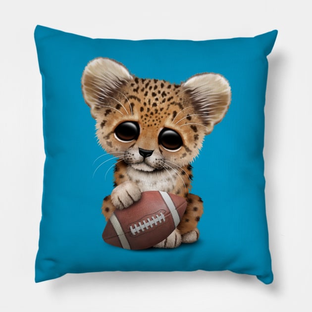 Leopard Cub Playing With Football Pillow by jeffbartels