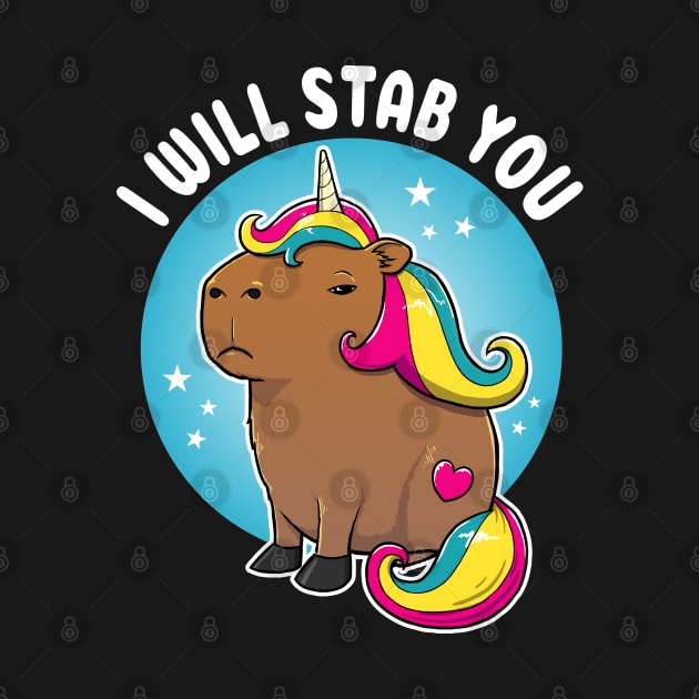 I will stab you Cartoon Capybara Unicorn by capydays