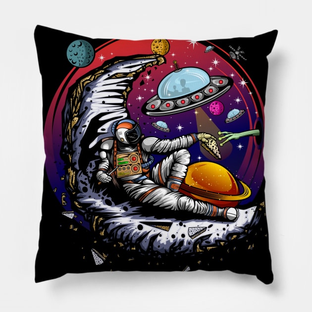 Space Moon Cheese Pillow by adamzworld