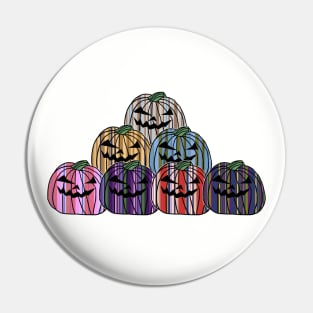 Pumpkin Pile in Stripes for a Spooky Halloween Pin