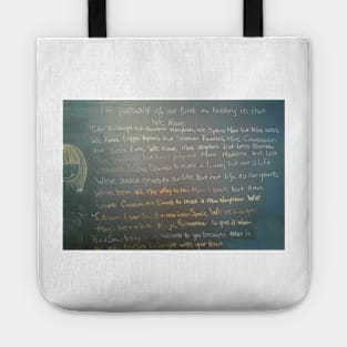 The meaning of life, a point of view in chalk on blackboard. Tote