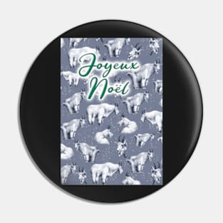 Mountain goat Christmas card Pin