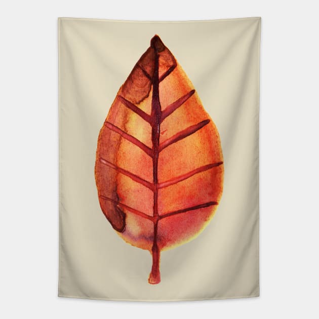 Red Brown Leaf Watercolor Tapestry by saradaboru