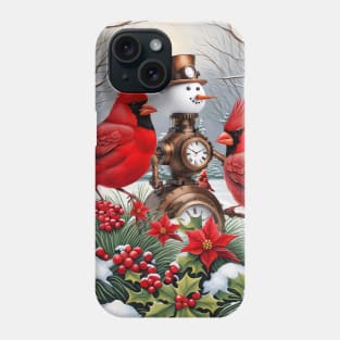 Wonderful Steampunk Snowman with birds Phone Case