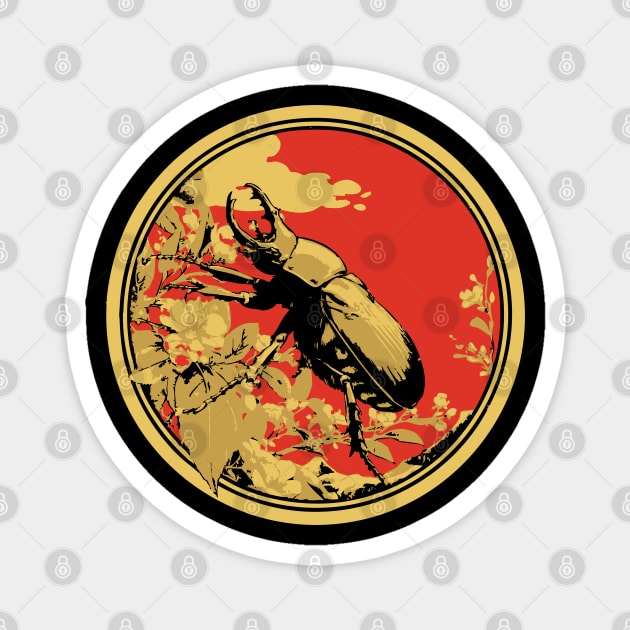 Gothic Goliath Beetle Japanese Insect Art Simple Scarab Design Magnet by TuncGK