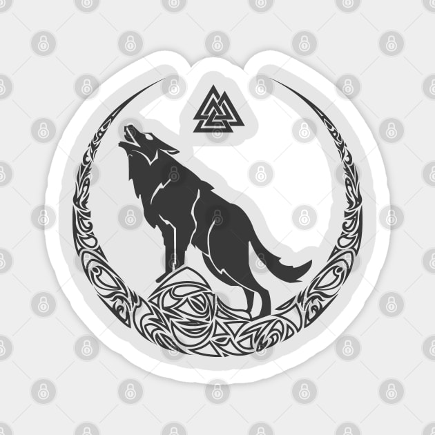 Viking Valknut & Wolf of Odin Magnet by soloartid