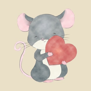 Watercolor mouse with a heart T-Shirt