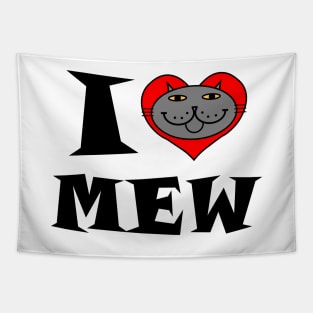 I Heart Cat - Grey Kitty Tapestry