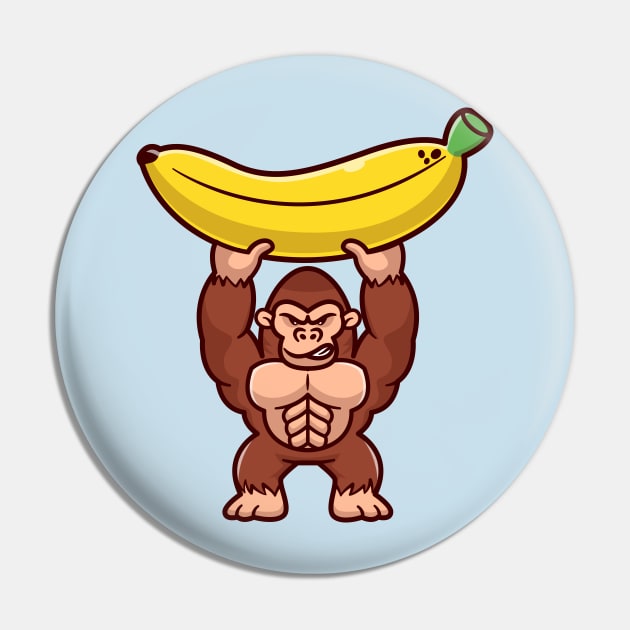 Cute Gorilla Lift Big Banana Cartoon Pin by Catalyst Labs