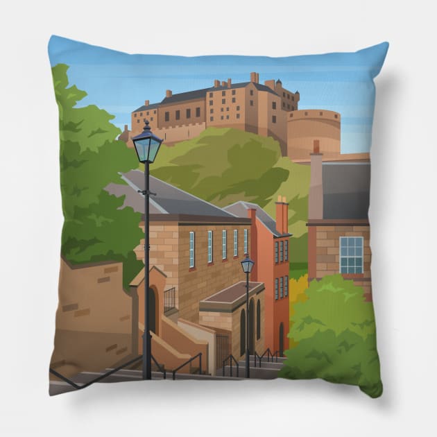 Edinburgh Castle, Scotland Pillow by typelab