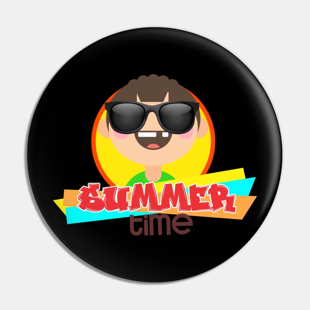 Funny Summertime T-Shirt Pin by neomuckel