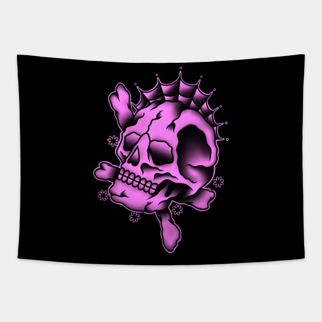 HomeSchoolTattoo PINK SKULL Tapestry by HomeSchoolTattoo