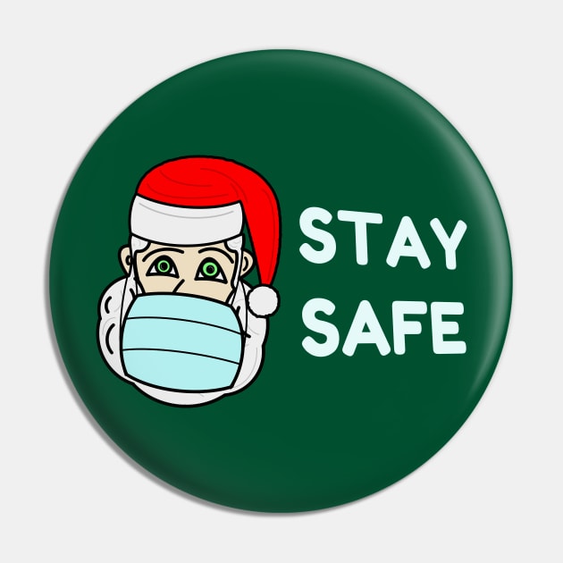 Santa Claus with a face mask - "Stay safe" Pin by Artemis Garments