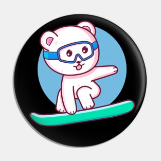 Cute Polar Bear Snowboard Pin