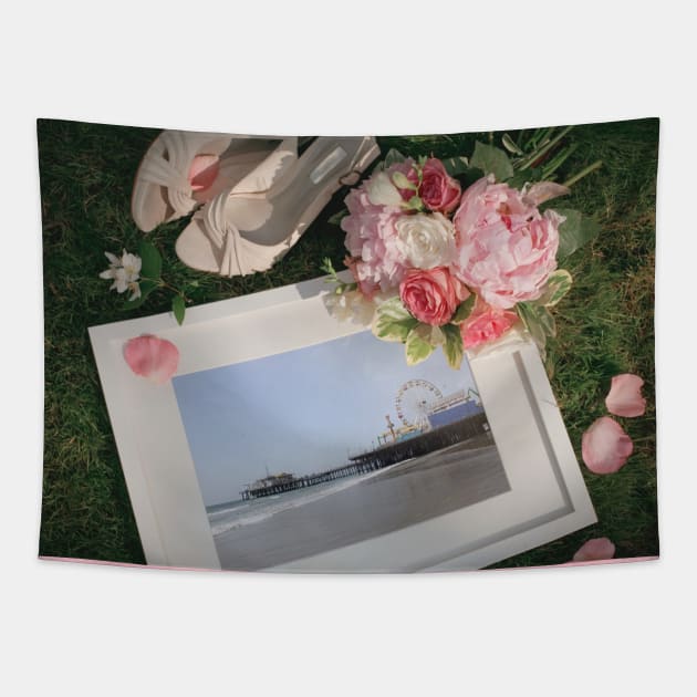 Romantic Santa Monica Pier framed Photo for Wedding or Valentine's Day Tapestry by Christine aka stine1