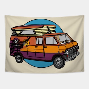 Vintage Skeleton Camper Tapestry