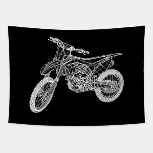 White CRF250R Bike Blueprint Sketch Art Tapestry