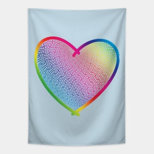 Geometric rainbow heart Tapestry