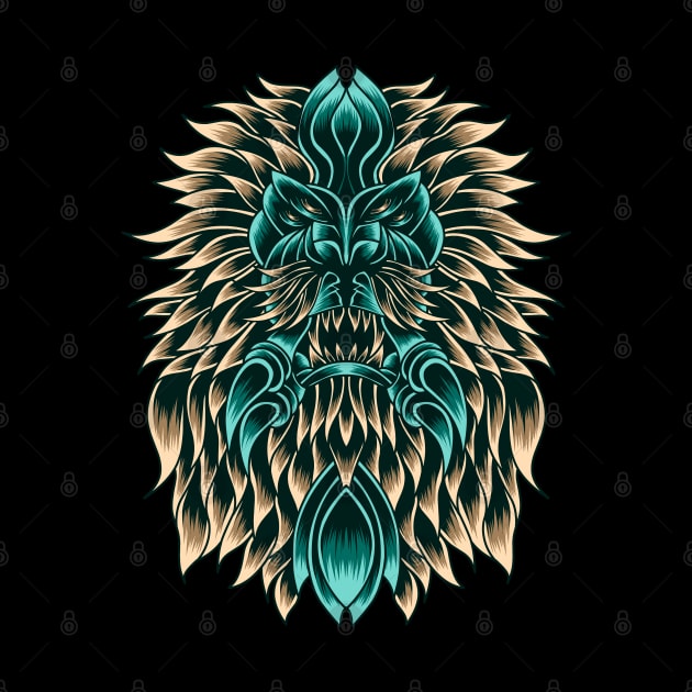 Artwork Illustration Four Eyed Lion Monster by Endonger Studio