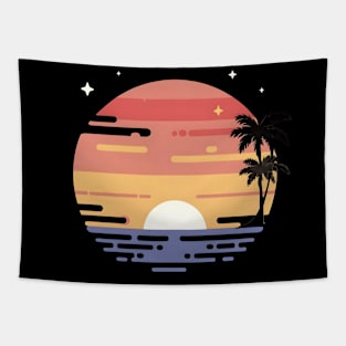 Retro vintage tropical sunset Tapestry