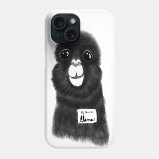 Funny Hand Drawn Llama in Black and White Phone Case