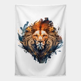 Lion Portrait Animal Painting Wildlife Outdoors Adventure Tapestry