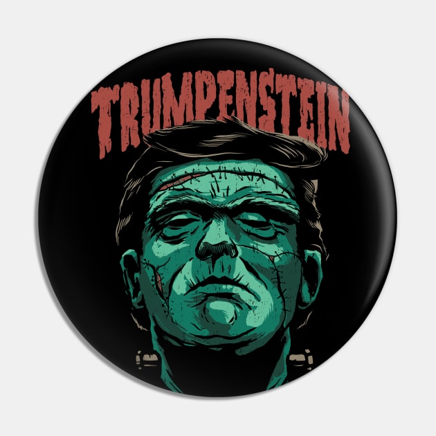 Trumpenstein: Funny Halloween Trump + Frankenstein Pin by vo_maria