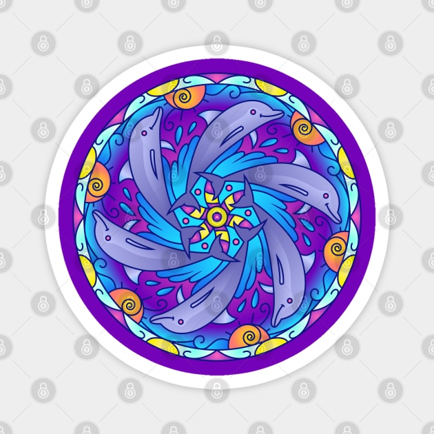 Dolphin Mandala Magnet by susannefloe