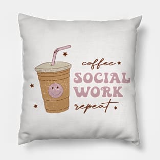 Coffee social work repeat Pillow