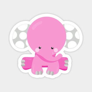 Cute Elephant, Little Elephant, Pink Elephant Magnet