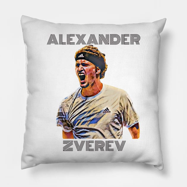 Alexander Zverev Pillow by BorodinaAlen