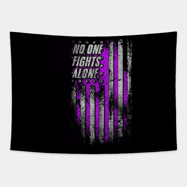 No One Fights Alone Alzheimers Awareness Peach Ribbon Warrior Tapestry by celsaclaudio506